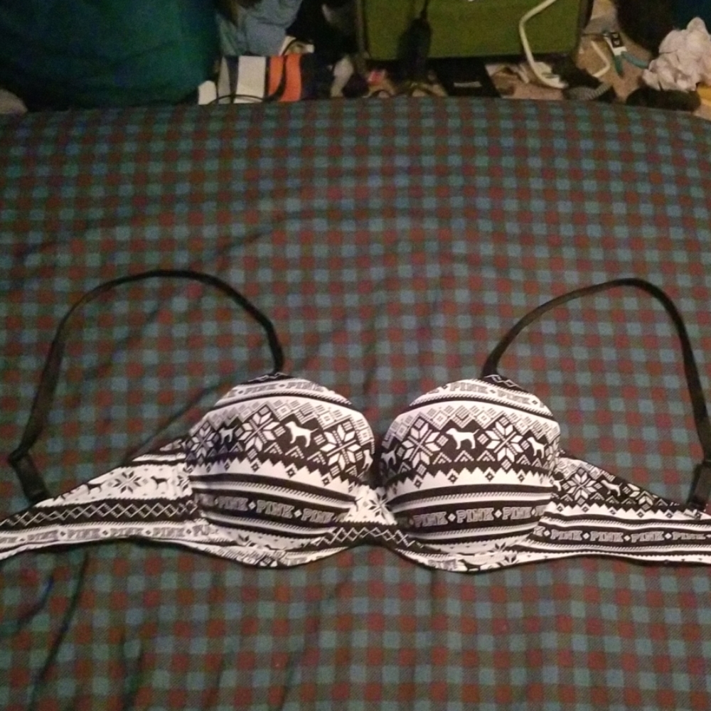 34D logo fair isle lightly lined demi